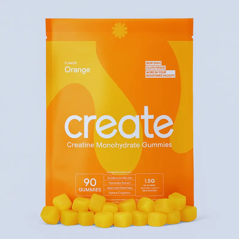 Create Creatine Monohydrate Gummies for Men & Women 1.5g of Creatine per Gummy (Orange, 90ct)